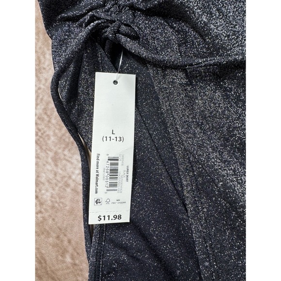 No Boundaries  Black Lurex Cover up skirt Metallic black L 11-13 NWT - Picture 2 of 5